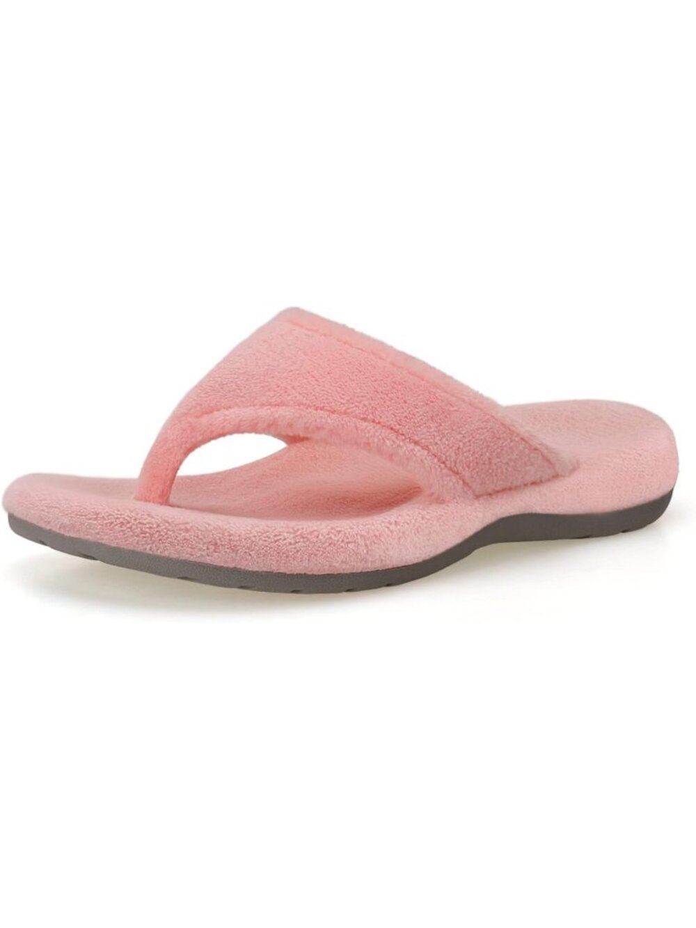 Women's Pink Flip Flop Fuzzy Spa Thong Orthotic Open Toe Non-slip Sole Slippers